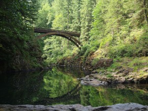 Bridge over still water